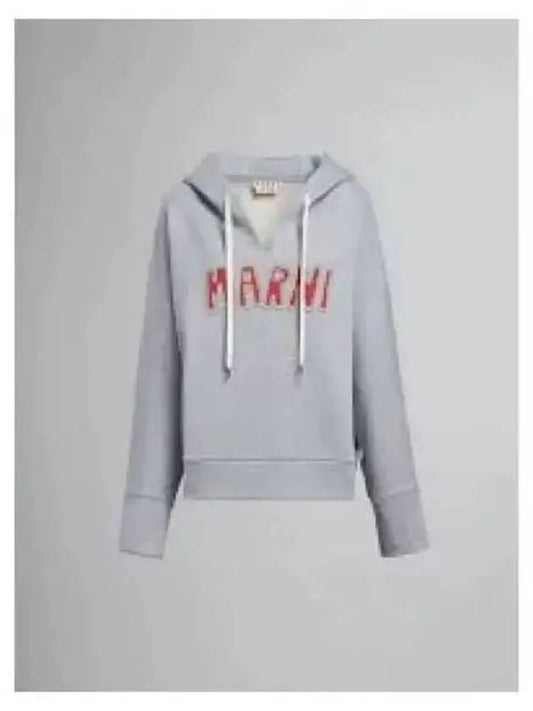 Logo V-Neck Hoodie Grey - MARNI - BALAAN 2