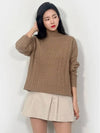 ROBERTA cable wool knit top camel - WEEKEND MAX MARA - BALAAN.