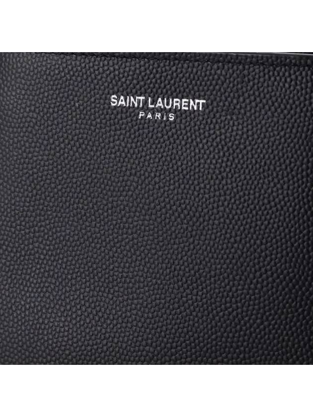 Classic Logo Textured Leather Half Wallet Black - SAINT LAURENT - BALAAN 6