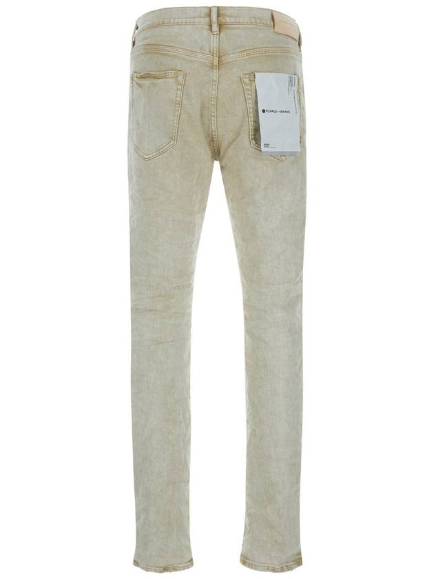 Beige Five-Pocket Jeans With Logo Patch In Cotton Blend Denim Man - PURPLE BRAND - BALAAN 2