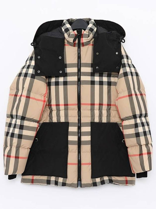 Women's Detachable Check Puffer Hoodie Padding Archive Beige - BURBERRY - BALAAN 2