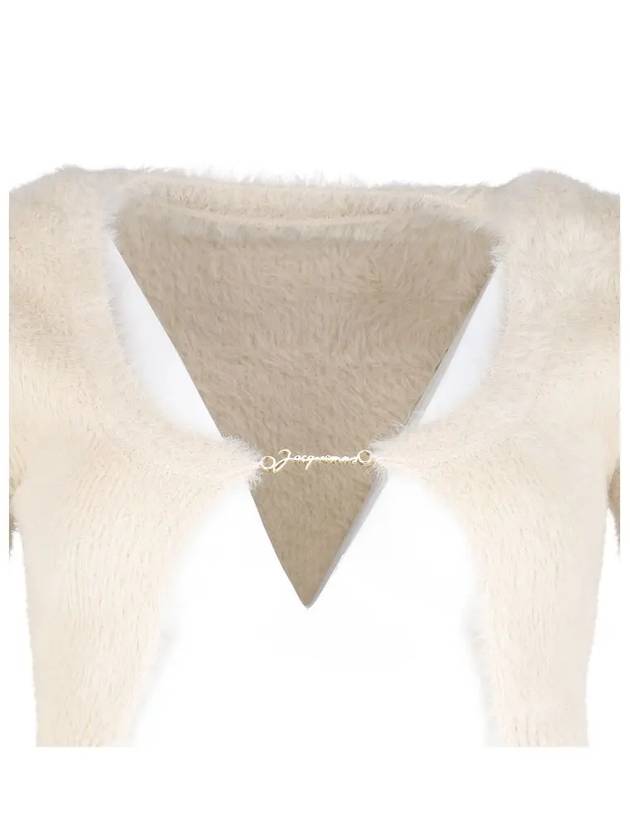 La Maille Neve Manches Longues Fluffy Charm Logo Cardigan Offwhite - JACQUEMUS - BALAAN 4