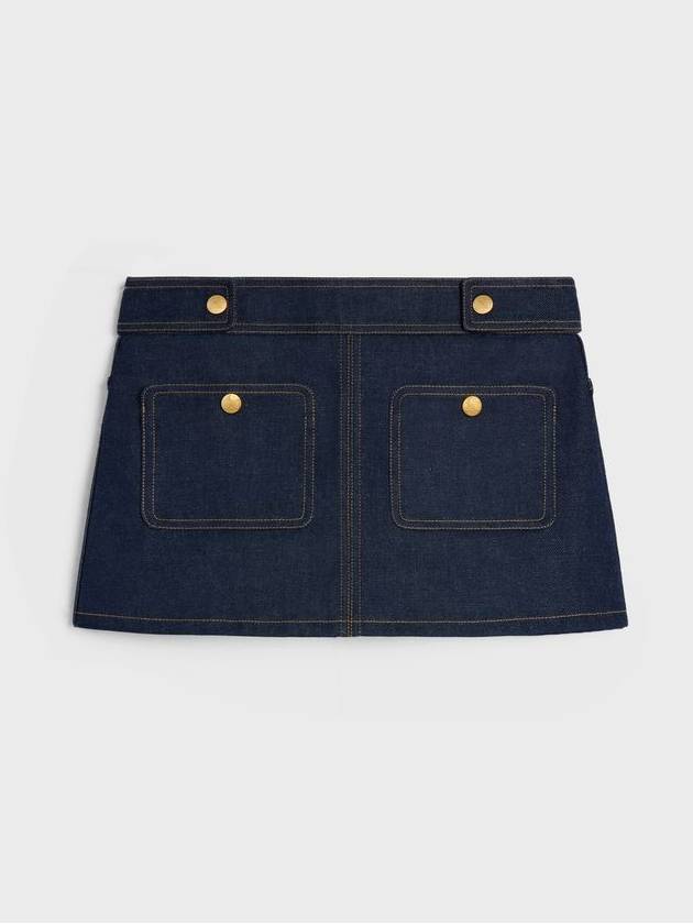 Trapeze Raw Wash Denim A-Line Skirt Rinsed - CELINE - BALAAN 2