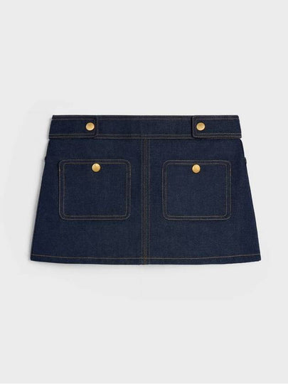 Trapeze Raw Wash Denim A-Line Skirt Rinsed - CELINE - BALAAN 2