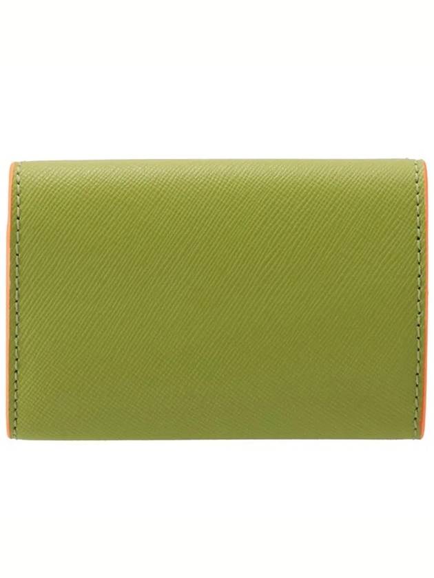 Saffiano Leather Trifold Half Wallet Green - MARNI - BALAAN 4