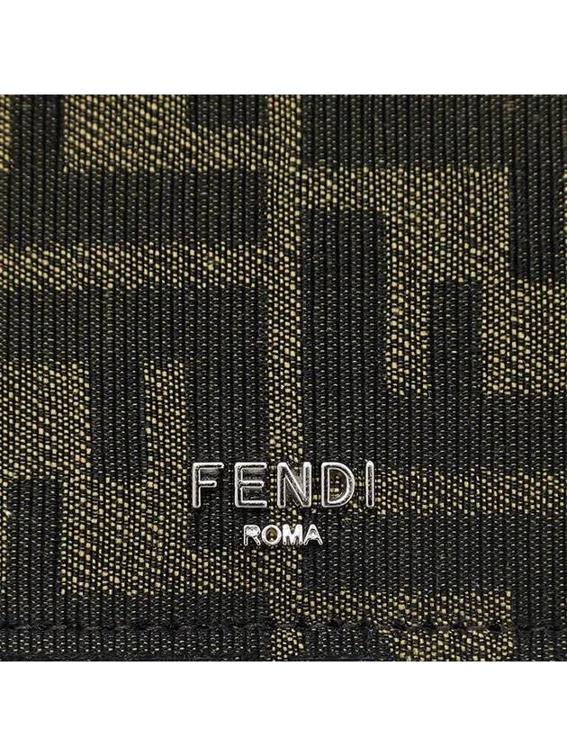 FF Fabric Leather Bifold Wallet Brown - FENDI - BALAAN 3