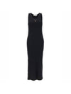 Baby Fox Ribbed Tank Long Dress Black - MAISON KITSUNE - BALAAN 1