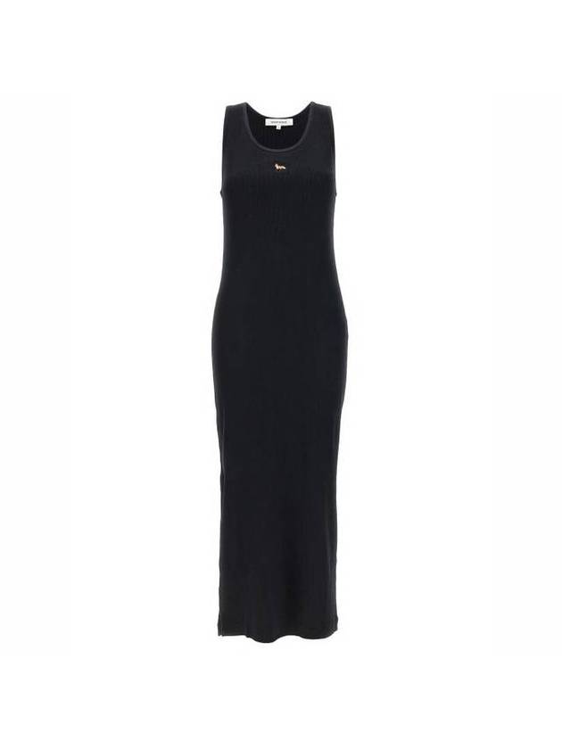 Baby Fox Ribbed Tank Long Dress Black - MAISON KITSUNE - BALAAN 1