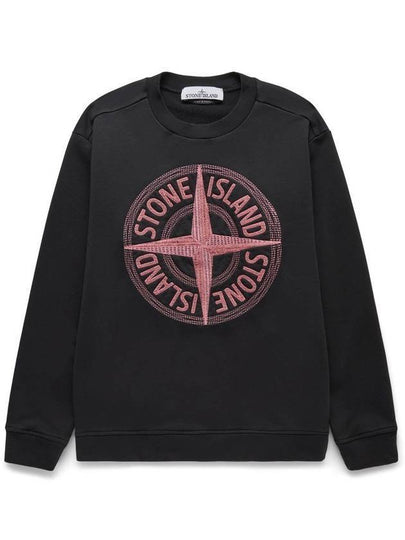 Garment Dyed Stitches Four Print Crewneck Sweatshirt Black - STONE ISLAND - BALAAN 2