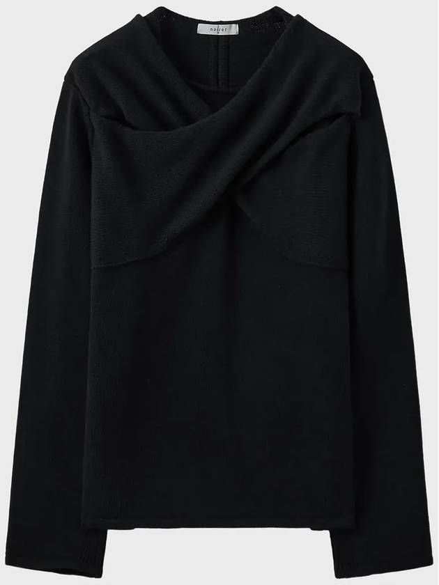 Draped Layered Knit Top Black - NOIRER - BALAAN 3