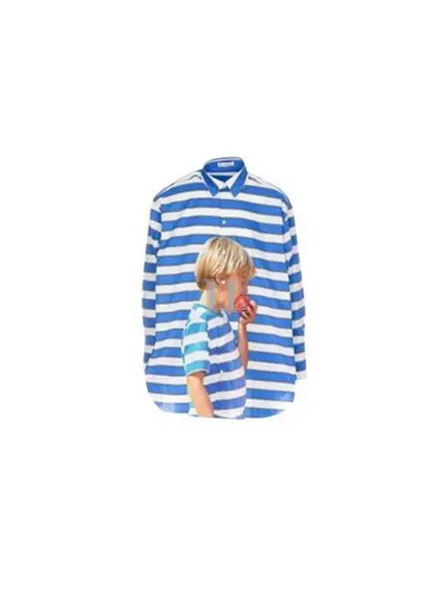 Striped Printing Oversized Long Sleeve Shirt Blue - JW ANDERSON - BALAAN 2