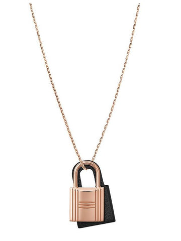 O'Kelly Small Pendant Rose Gold Necklace Noir - HERMES - BALAAN.