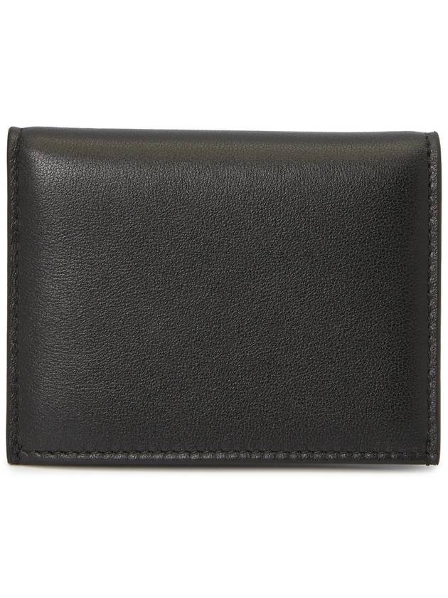 V Logo Signature Leather Card Wallet Black - VALENTINO - BALAAN 3