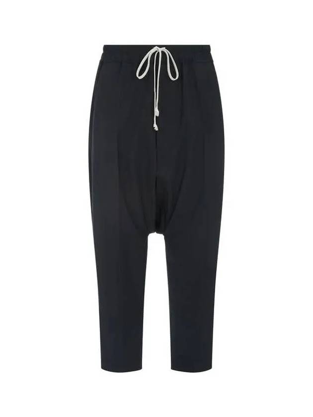 MEN Cropped Wool Banding Baggy Pants Black - RICK OWENS - BALAAN 1