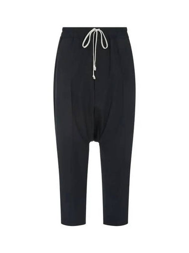 MEN Cropped Wool Banding Baggy Pants Black - RICK OWENS - BALAAN 1