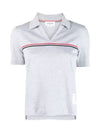 Three Stripes High Twist Rib Polo Shirt Grey - THOM BROWNE - BALAAN 2