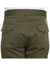 Men's Button Zip Pocket Cotton Straight Pants Dark Green - MONCLER - BALAAN 8