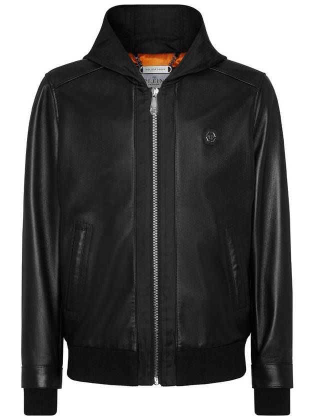 leather and satin hooded bomber jacket SADCMLB1813PLE005N - PHILIPP PLEIN - BALAAN 3