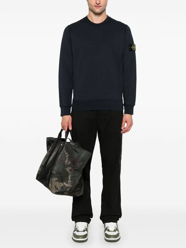 Organic Cotton Fleece Sweatshirt Navy Blue - STONE ISLAND - BALAAN 3