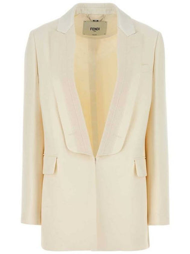 Wool Silk Blazer Jacket White - FENDI - BALAAN 1