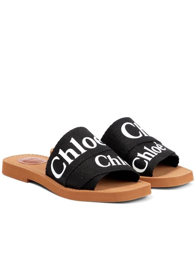 Woody Logo Canvas Strap Flat Mule Black - CHLOE - BALAAN 2