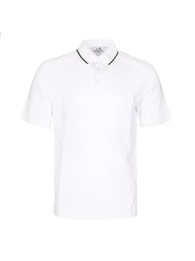 Piqures Sellier Collar Polo Shirt White - HERMES - BALAAN 7