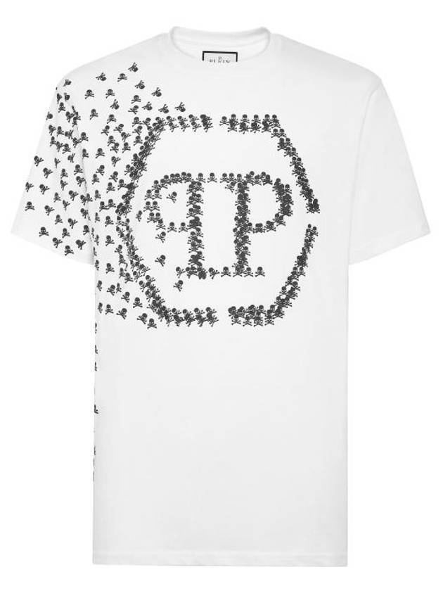 Skull Bones Logo Print Cotton Short Sleeve T-Shirt White - PHILIPP PLEIN - BALAAN 1