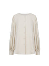 Helena round neck puff shirring blouse ivory HELENA23IV - RAMUSTUDIO - BALAAN 1