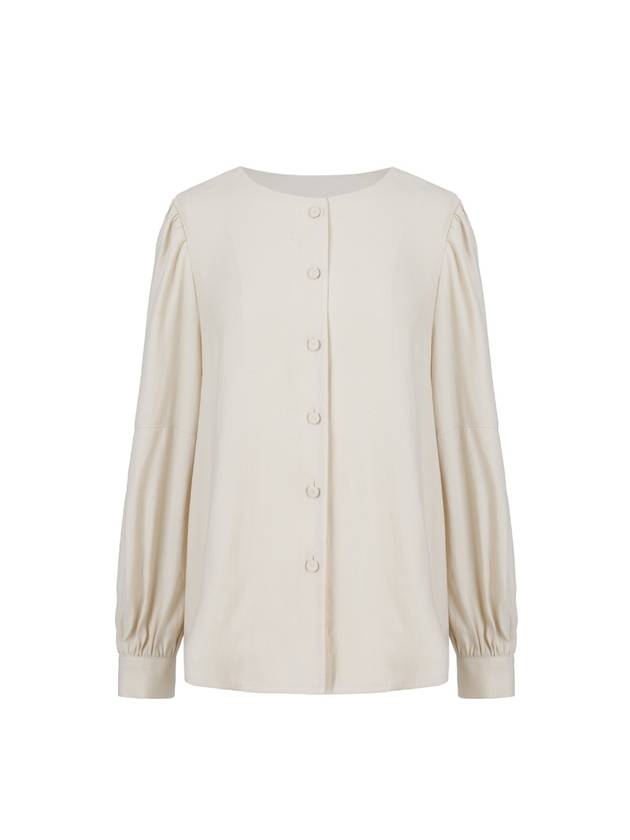 Helena round neck puff shirring blouse ivory HELENA23IV - RAMUSTUDIO - BALAAN 1