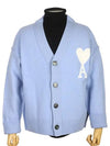 Heart A Logo Wool Cardigan Light Blue - AMI - BALAAN 5