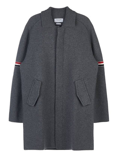 Arm Banding Striped Car Voile Wool Single Coat Grey - THOM BROWNE - BALAAN 2