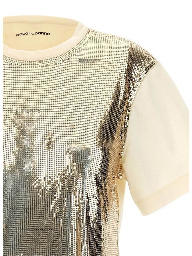 Rabanne Sequin Short-Sleeve Cropped Top, Brand Size 34 (US Size 2) - PACO RABANNE - BALAAN 3