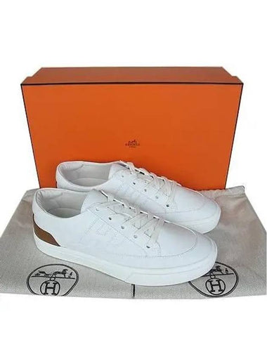 H logo white leather deep sneakers 250 - HERMES - BALAAN 1