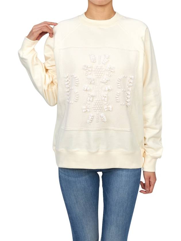 Women's Cashmere B Logo Patch Knit Top Ice White - BARRIE - BALAAN 7