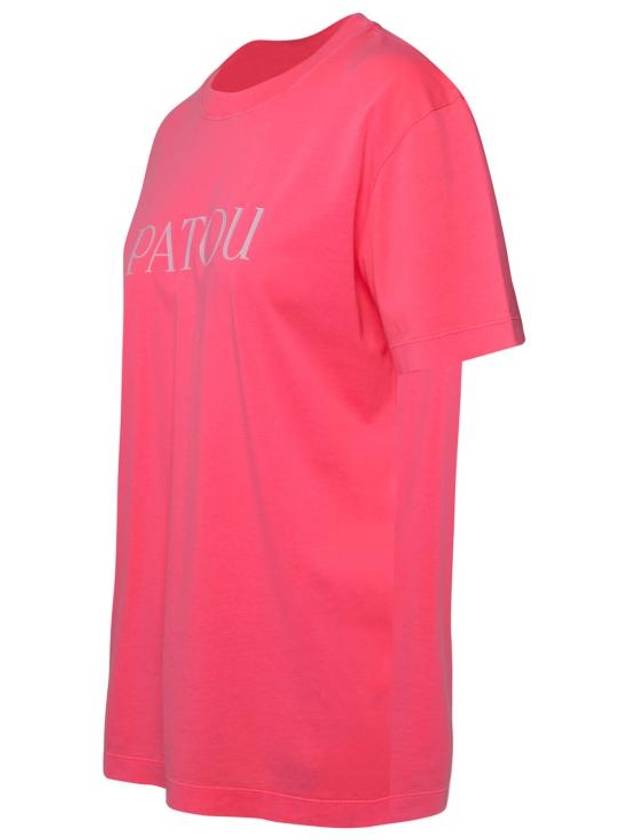 Logo Cotton Short Sleeve T-Shirt Pink - PATOU - BALAAN 3