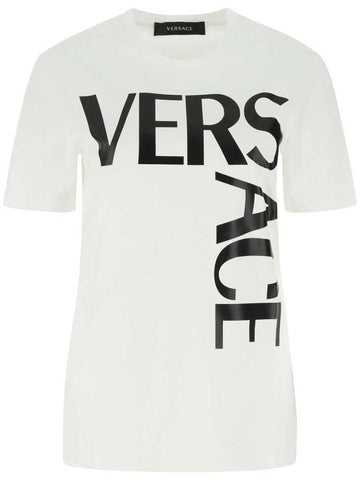 Logo Print Short Sleeve T-Shirt White - VERSACE - BALAAN 1