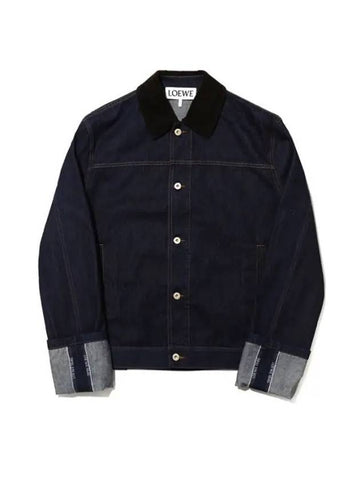 men's jumper jacket Fisherman turn up jacket in denim H526Y13X11 5820 Fisherman turn up denim - LOEWE - BALAAN 1