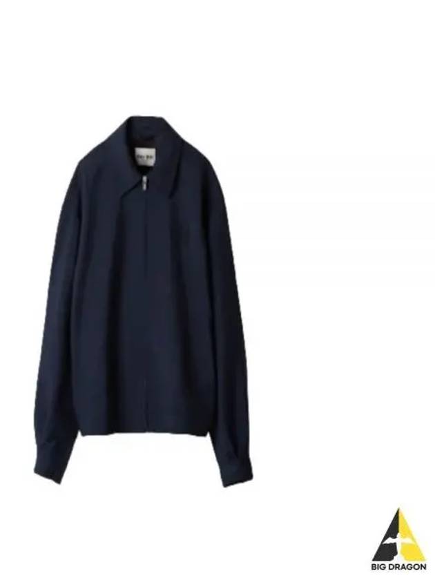 Mohair Embroidered Logo Wool Zip-up Jacket Navy - MIU MIU - BALAAN 2