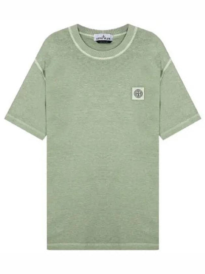 Pisato Effect Logo Patch Short Sleeve T-Shirt Green - STONE ISLAND - BALAAN 2