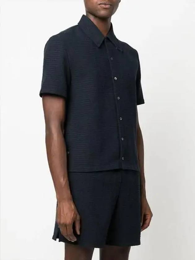 Men's RWB Tab Stripe Short Sleeve Shirt Navy - THOM BROWNE - BALAAN 5