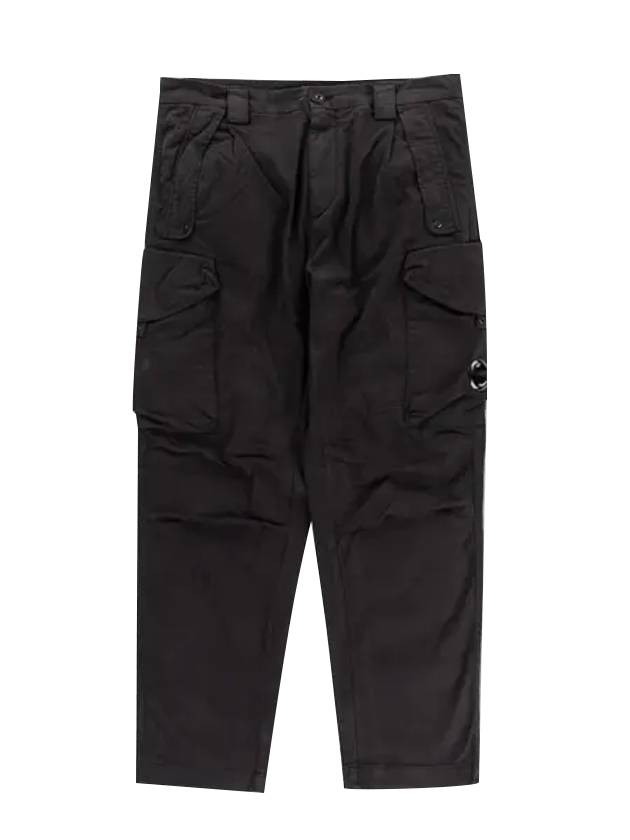 Men's Garment Dying Lens Cargo Straight Pants Black - CP COMPANY - BALAAN 1