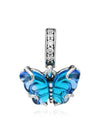 Murano Glass Butterfly Dangle Bracelet Charm Blue - PANDORA - BALAAN 6