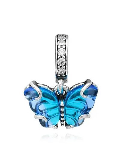 Murano Glass Butterfly Dangle Bracelet Charm Blue - PANDORA - BALAAN 2