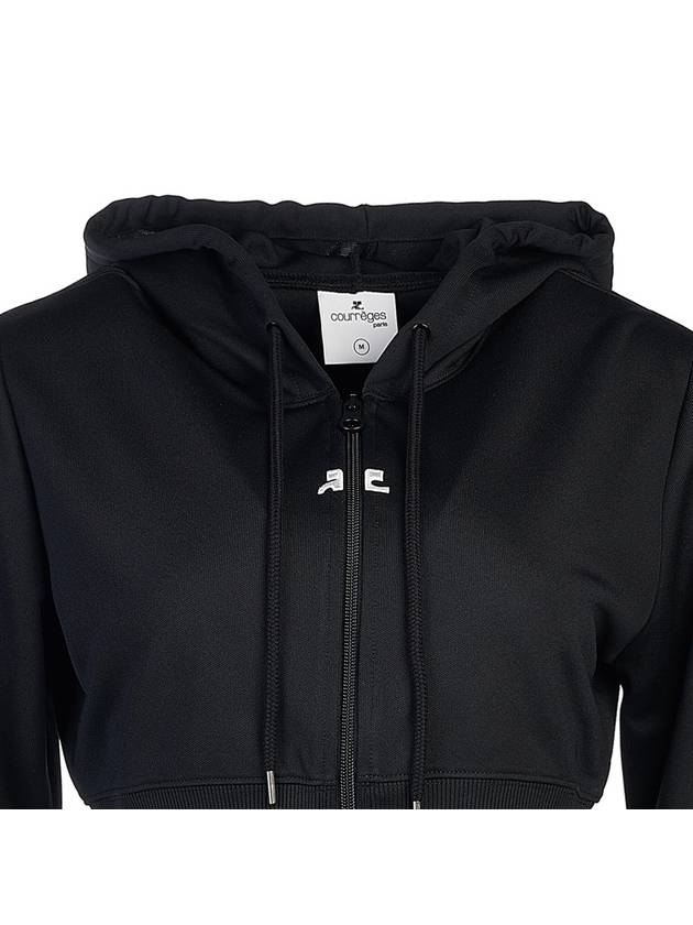 Crop Interlock Zip Up Hoodie Black - COURREGES - BALAAN 5