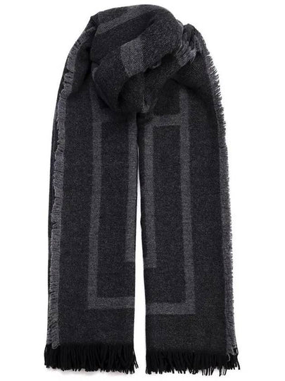 Monogram Wool Cashmere Scarf Black - TOTEME - BALAAN 2