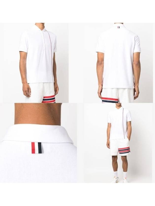 RWB Stripe Polo Shirt White - THOM BROWNE - BALAAN 8