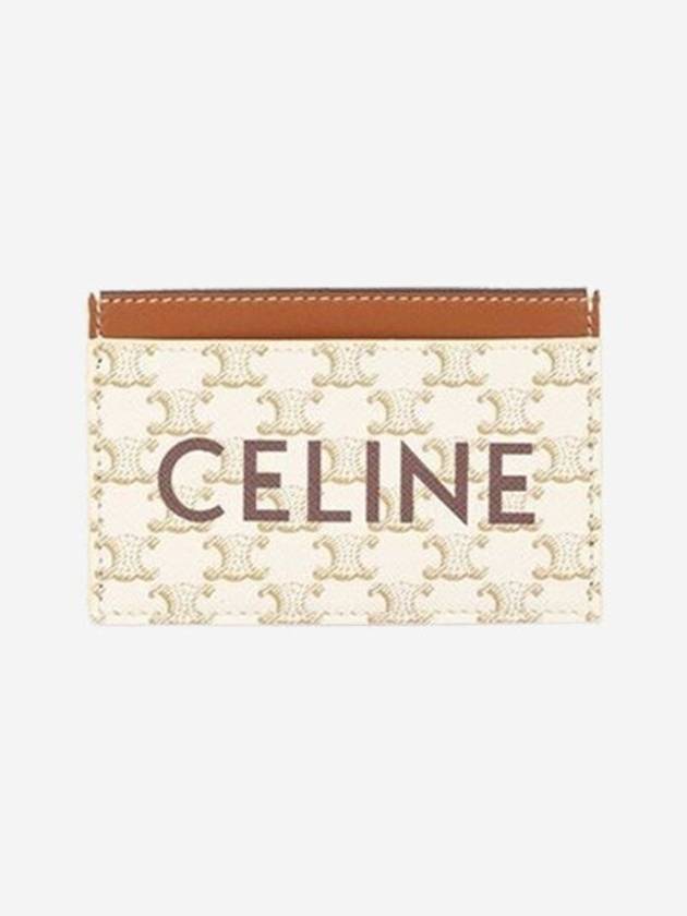 Triomphe Canvas Logo Card Wallet White Tan - CELINE - BALAAN 2