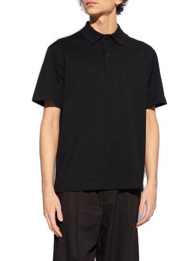 Embroidered Logo Cotton Polo Shirt Black - GIVENCHY - BALAAN 3