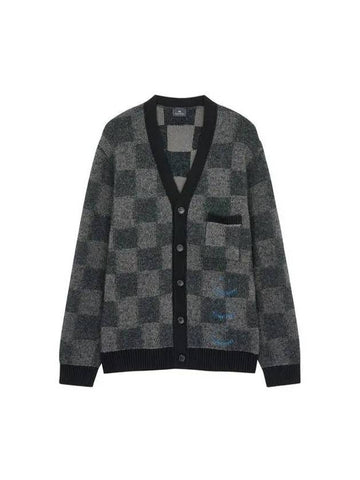 PS Bookle Check Happy Logo Cardigan Black - PAUL SMITH - BALAAN 1