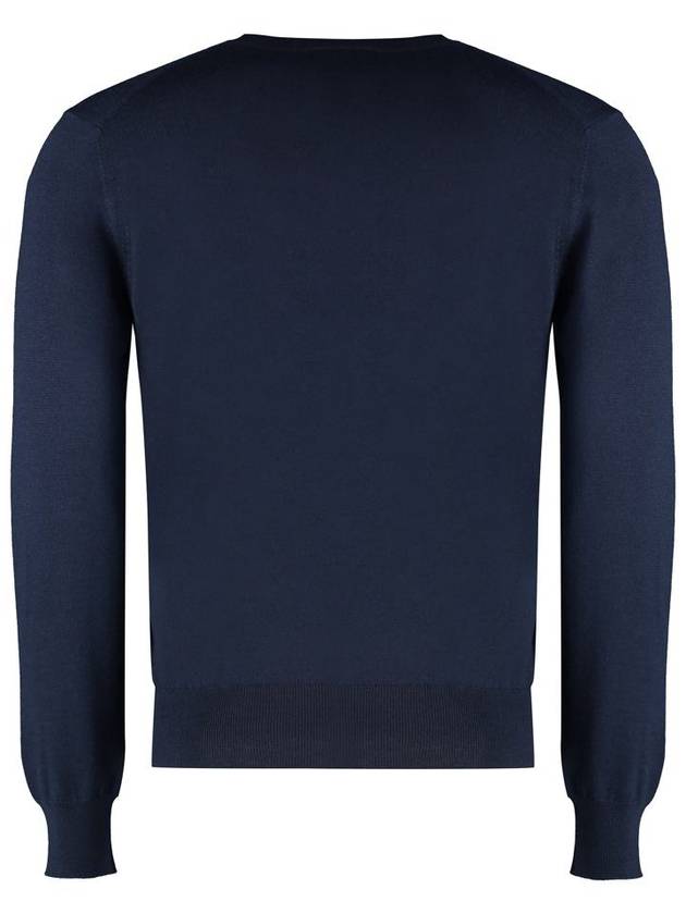 Embroidery Wool Knit Top Dark Blue - GUCCI - BALAAN 3